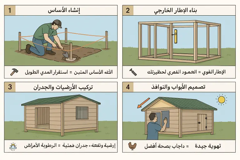 خطوة بخطوة: كيفية بناء حظائر الدجاج بطريقة عملية