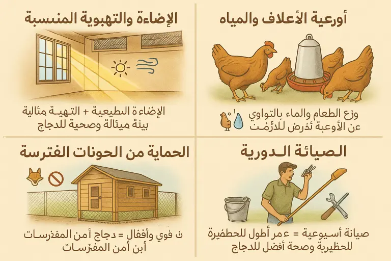 5. نصائح لتصميم حظيرة دجاج مثالية للمبتدئين