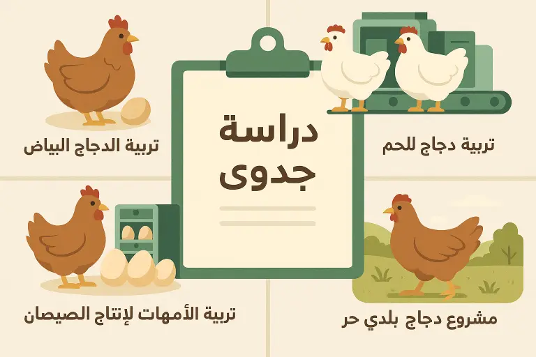 أنواع مشاريع تربية الدجاج التي يجب تحديدها في دراسة الجدوى